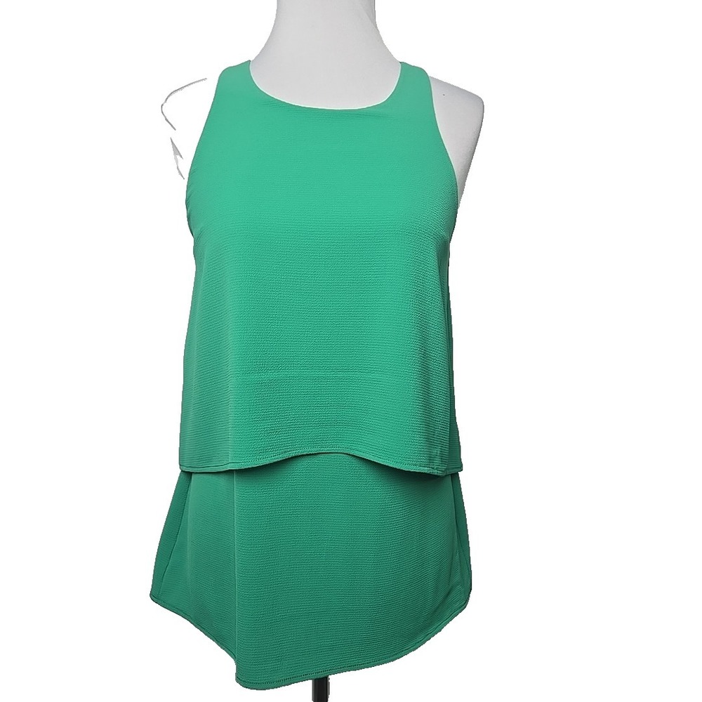Cooper & Ella Green Layered Sleeveless Exposed‎ Zipper Top Small S